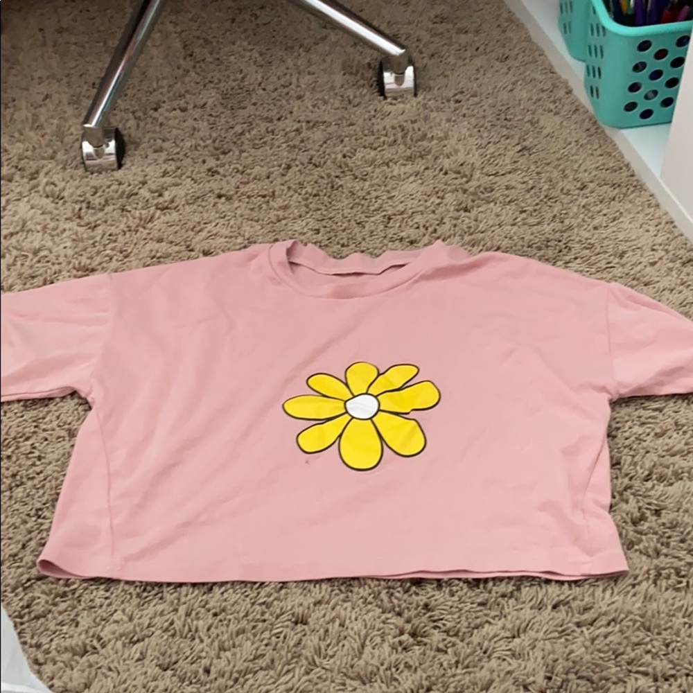 Shein pink daisy crop top